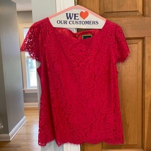 Fuscia Lace C Wonder Short Sleeve Blouse Size 14